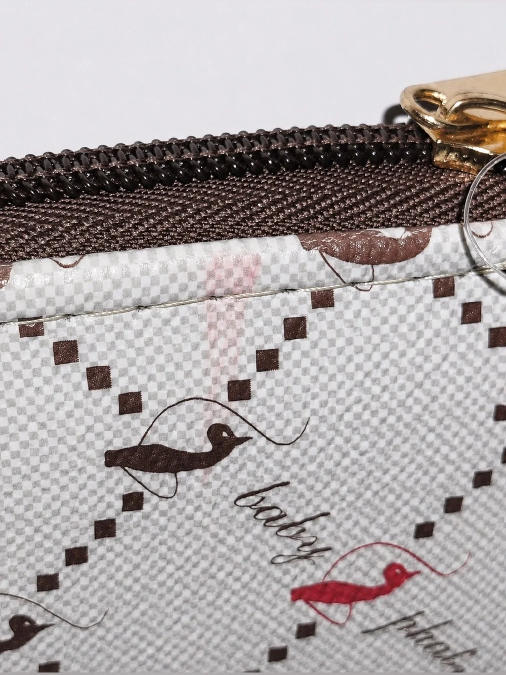 Baby Phat Y2K Monogram Cat Logo Zip Around Wristlet Wallet Clutch Brown Tan